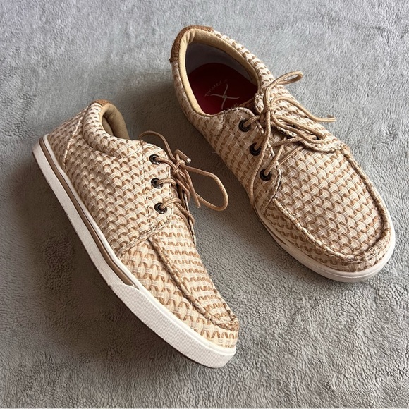 Twisted X Shoes - Twisted X Sand Shell Tweed Lace-Up Flats Casual Kicks Sneakers 7.5